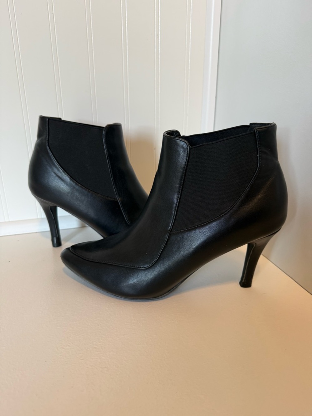 Allegra K Women’s Black Pointed Toe Ankle Booties with Slim Heel - Picture 1 of 12